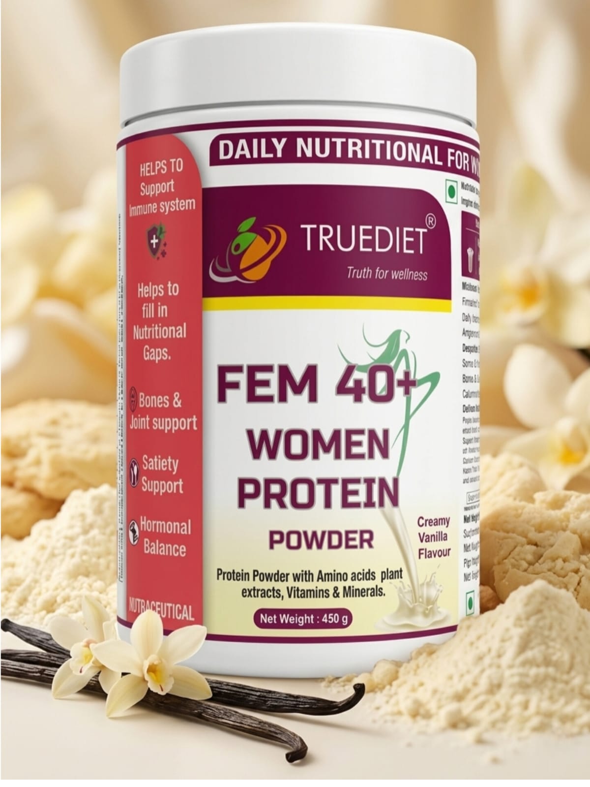 Truediet Fem 40+ women protein powder 450gm - Image 3