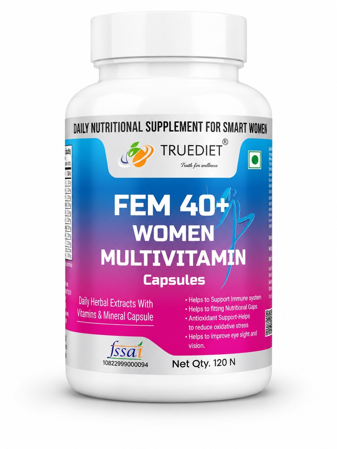 TRUEDIET FEM 40+ Women's Multivitamin Capsules – 120 Capsules